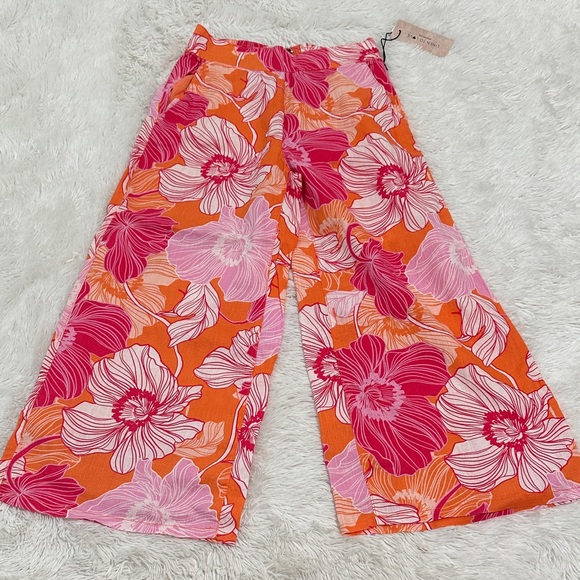 🌴 NWT Rachel Zoe 100% Linen Wide Leg Cropped Pants - Picture 1 of 3